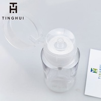 Bouteille cosmétique transparente en PET de 150 ml, 200 ml, 300 ml pour dissolvant de vernis à ongles, démaquillant, acétone, avec pompe et impression sérigraphique