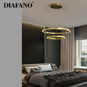 Grande lampe à LED de luxe noire ronde personnalisée Dimmable lustres nordiques modernes linéaires en aluminium lampes suspendues - Product Image 3