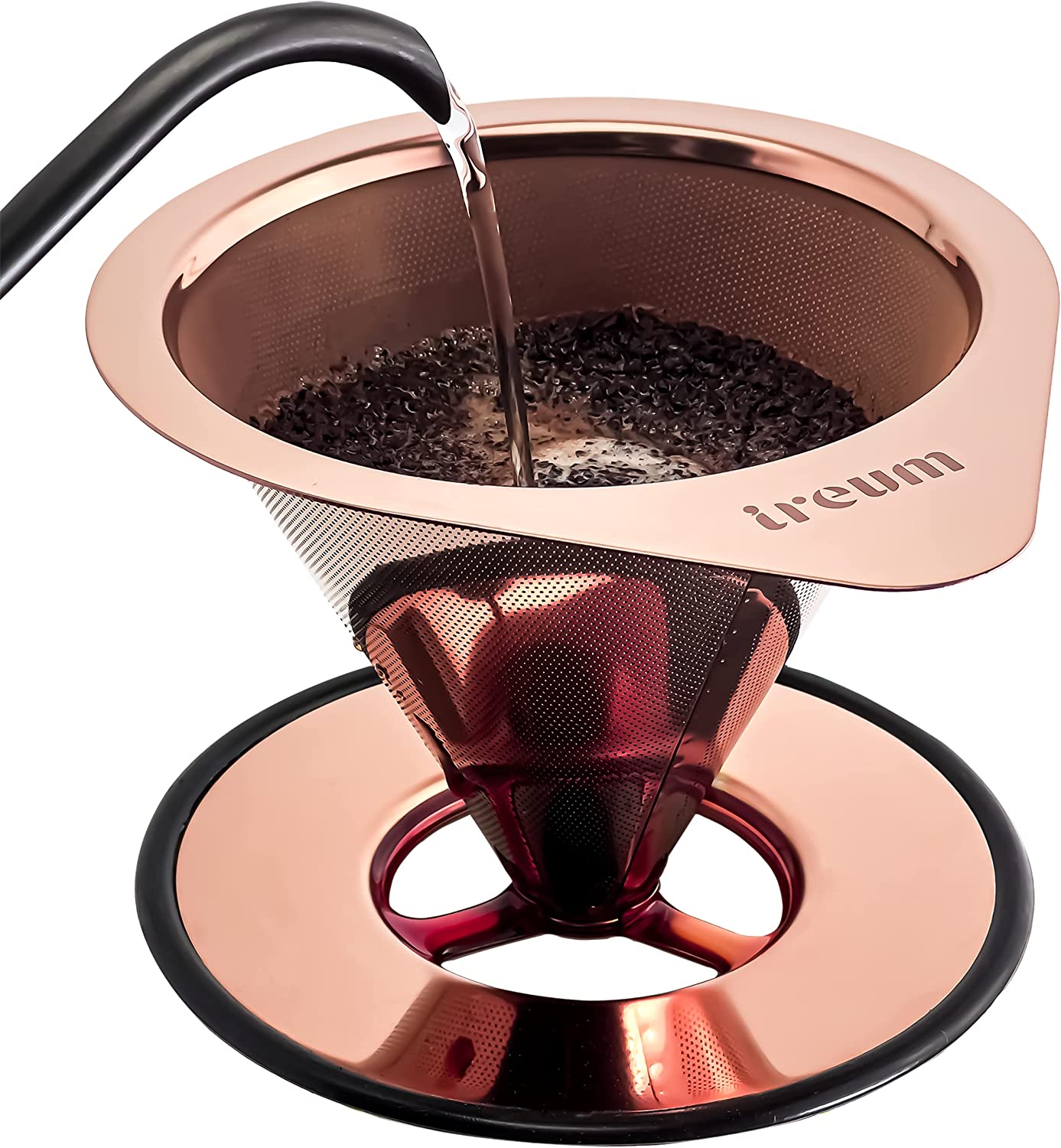 Капельная Кофеварка из нержавеющей стали под розовое золото, противоскользящая двухслойная сетка