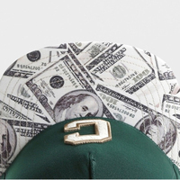 Casquette Snapback Unisexe en Coton à Bord Plat avec Imprimé Dollar et Patch en Cuir Craquelé Lettre C, Style Hip Hop et Sport