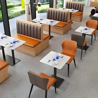 Ensemble de mobilier commercial pour restaurant : table en marbre, banquette de restauration rapide, chaises pour centre commercial, café, hôtel