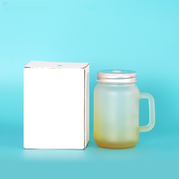 Gobelets Mason populaires pour adultes, à sublimation, dégradés, avec couvercles à paille rabattable, en verre vierge de couleur fluorescente, de qualité alimentaire et compatibles lave-vaisselle