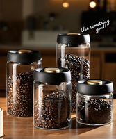 Bocal de conservation hermétique en verre borosilicate à vide manuel, anti-humidité, pour grains de café et thé, récipient de cuisine