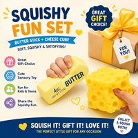 Ensemble de 3 jouets anti-stress en peluche en forme de beurre, à remontée lente, avec logo personnalisé, pour les 14 ans et plus, unisexe