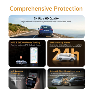 Enregistreur de voiture M7 4G à double objectif 2K 30fps, détection de choc, alarme de collision, stockage cloud, micro intégré, grand angle 170 degrés - Product Image 3