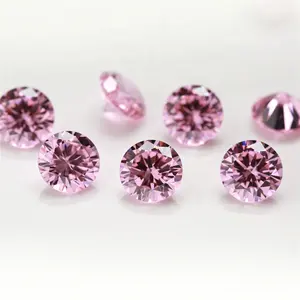 Wuzhou synthetic loose gemstone 3A 1mm 2mm 3mm pink round cubic zirconia low price