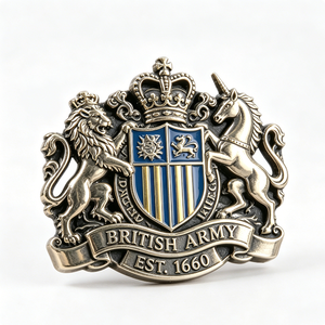 British Badge <b>1660</b> Silver Plated Zinc Alloy Hard Enamel Full 3D Emblem Antique Collectible Art - Product Image 5