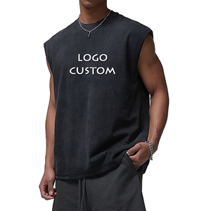 YITE Custom Logo Cotton \<strong\>Men's\</strong\> Plus Size \<strong\>Running\</strong\> Gym Acid Wash Tank Top High Quality \<strong\>Men\</strong\> Oversized Blank Sleeveless T \<strong\>Shirt\</strong\> - Product Image 1