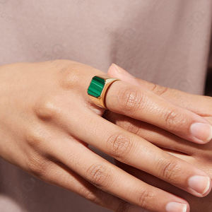 Gemnel uomo nuovo oro <span class=keywords><strong>gioielli</strong></span> in argento sterling 925 <span class=keywords><strong>malachite</strong></span> Anelli con sigillo - Product Image 4