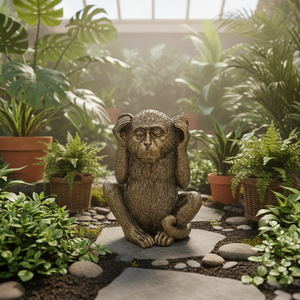 Scultura di <span class=keywords><strong>Scimmia</strong></span> Dipinta a Mano in Resina Personalizzata, Arte Popolare Dorata, Decorazione per la Casa, Animale per il Giorno di Scherzi di Aprile - Product Image 5