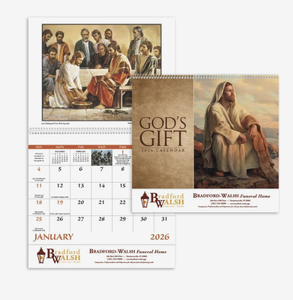 Calendario Personalizzato con Logo 'Regalo di Dio' Senza Formulari Funebri 2026, Promozionale e Ispirazionale da Appendere, per Omaggi Aziendali all'Ingrosso - Product Image 5