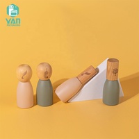 Emballage YAN, écologique, vert mat, flacon en verre de 12 ml avec bille roulante/spray, bouchon en bois gravé sur mesure, huile essentielle, parfum, cosmétique
