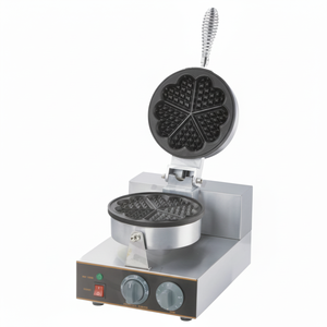 Kitchbox Industrial Comercial Flor Waffle Maker con revestimiento antiadherente Acero inoxidable 1300W Placas extraíbles - Product Image 1