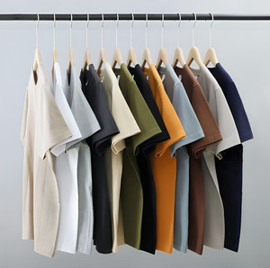 T-shirts en coton personnalisés brodés en 3D pour hommes, vente en gros, avec logo personnalisé, T-shirt épais 100 % coton pour hommes - Product Image 4