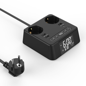 DC169 EU Hotel Beside <strong>Table</strong> Socket 2 Outlet <strong>with</strong> <strong>Digital</strong> Alarm <strong>Clock</strong> Socket <strong>with</strong> Type C USB Ports - Product Image 4
