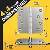 Charnières de porte à roulement à billes 4x4 pouces carrées, coin arrondi de 5/8 po, robustes en acier inoxydable, silencieuses, avec axe non amovible