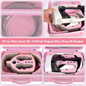 Étui de transport pour casque Meta <span class=keywords><strong>Quest</strong></span> 3S/3/<span class=keywords><strong>2</strong></span>, rangement <span class=keywords><strong>VR</strong></span> pour casque et manettes, masque facial et sangle d'épaule, idéal pour la maison et les voyages - Product Image 3
