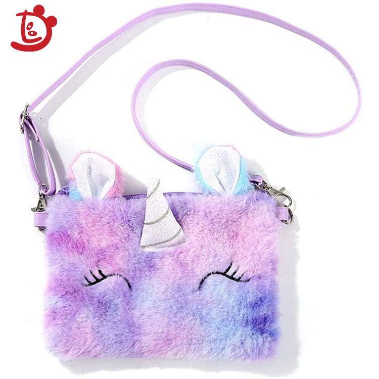 2021 новый модный Индивидуальный Кошелек для монет Oem odm популярный кошелек для монет для девочек милый мессенджер Плюшевый единорог сменные сумки через плечо