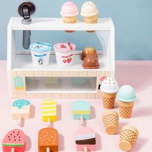 Jouet de cuisine en bois pour enfants, stand de crème glacée, jeu d'imitation, aliments jouets pour filles, cadeau idéal - Product Image 4