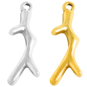Pendentif branche de corail en acier inoxydable 304, breloque branche d'arbre plaquée or 18 carats pour la fabrication de bijoux DIY (colliers, bracelets) - Product Image 1