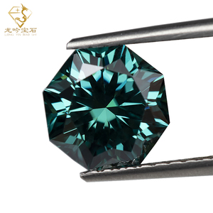 Moissanita Suelta Azul <span class=keywords><strong>Cian</strong></span> con Corte Hexagonal de Diamante LONGYING al por Mayor para Anillo de Compromiso - Product Image 1