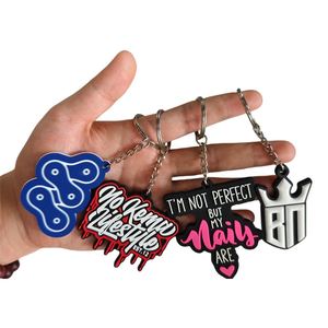 Porte-clés en PVC souple 3D personnalisé de haute qualité avec logo et chaîne en caoutchouc - Product Image 1