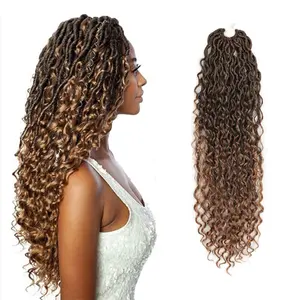 Natural Synthetic Crochet Braid Long Bohemian Braiding Hair Extensions Ombre Goddess Locs Crochet Hair with Curly