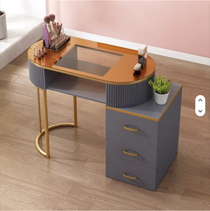 Table de manucure au design moderne, résistante à l'acétone, avec structure métallique, pour salon de beauté et rangement d'accessoires - Product Image 6