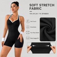 Mono deportivo halter sin espalda para mujer, con cuello corazón, de una pieza, con shorts de yoga, efecto moldeador y levantamiento de glúteos, ropa deportiva.