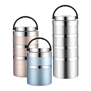 Best Selling Stainless Steel Tiffin Box Carrier Stackable Bento Lunch Box Stainless Steel Multilayer Food Storage Container