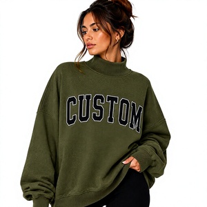 Sweat-shirt à col montant personnalisé avec logo pour femme, manches longues, en polyester/coton tricoté, respirant, pour toutes les saisons, décontracté - Product Image 1