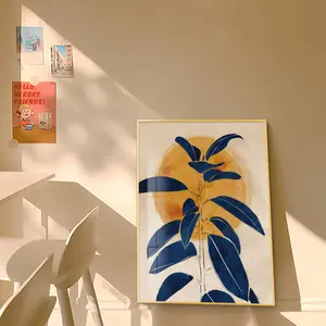 Özel sıcak İskandinav niş Sunset ve mavi bitki oturma odası dekorasyon kristal boyama duvar sanatı