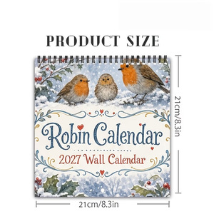 Calendario Robin 2027, Calendario de Pared de 12 Meses, Papel Grueso Recubierto - Product Image 3