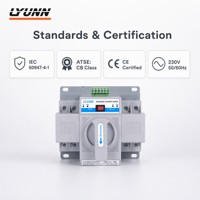 Commutateur de transfert automatique triphasé 2 pôles LYUNN LYQ2-63/2P, capacité de coupure 3kA, temps de transfert 0,5S pour usage domestique
