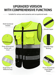 سترة أمان عاكسة عالية الوضوح للبناء والأعمال، سترة عاكسة عالية الوضوح مع جيوب - Product Image 4