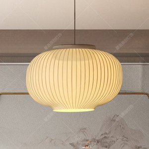 Lampe suspendue de style Wabi Sabi, en tissu rond, 50cm, 60cm, 80cm, 100cm, base d'ampoule E27, pour salle à manger, décoration de la maison - Product Image 1