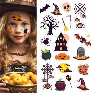 Tatuajes Temporales Impermeables de Halloween de 70x130mm con Diseño de <span class=keywords><strong>Calabaza</strong></span>, Dulces y Fantasmas en 3D para Decoración de Fiestas Infantiles por Jiangmei - Product Image 2