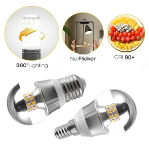 Ampoule LED Miroir E27 <span class=keywords><strong>E14</strong></span> Demi Filament Argent <span class=keywords><strong>5W</strong></span> 7W 9W Led E27 <span class=keywords><strong>E14</strong></span> Base Argent Chambre à coucher 360/Degré/Angle Mini Ampoule Chaude Espace - Product Image 2