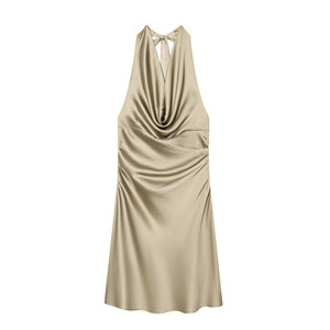 Abito Mini Formale da <span class=keywords><strong>Donna</strong></span> in Raso con Scollo all'Americana, Stile Vintage, Senza Schienale, Collezione Primavera 2026, Personalizzabile OEM/ODM da Fabbrica di <span class=keywords><strong>Abbigliamento</strong></span> Cinese - Product Image 4