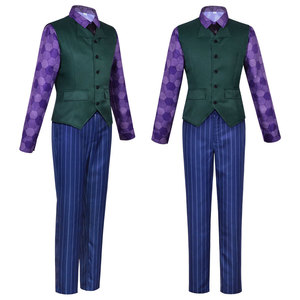 Disfraz de Joker, conjunto completo, abrigo morado, pantalones azules para fiesta de Halloween, juego de rol, tamaño adulto - Product Image 3