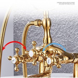 Antique Brass Bathtub Faucet <strong>Bath</strong> Tub Mixer <strong>Taps</strong> Bathtub Mixer With <strong>Shower</strong> <strong>Head</strong> - Product Image 5