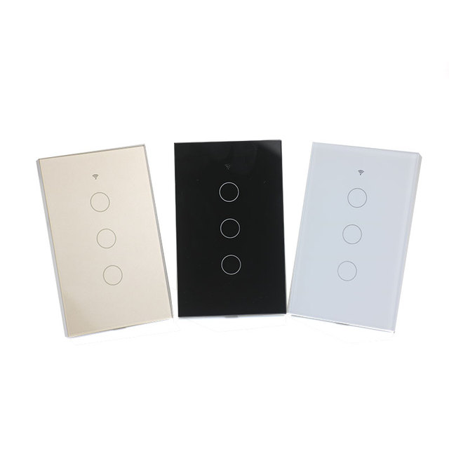 1 2 3 Gang Glass Panel Smart Wifi Touch Wall Light Switch Tuya Remote Control Home Wall Switches Wifi USA Smart Home Automation