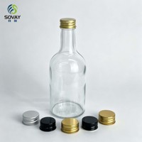 Bouteille en verre réutilisable de 350 ml à col court et à vis, idéale pour le vin de fruits, les liqueurs, les spiritueux et l'affichage en magasin.