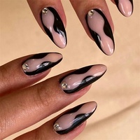 Faux ongles personnalisés faits à la main presse sur les ongles fleurs strass marque privée ongles artificiels imprimés de serpent