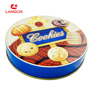 Food Grade Metal Empty Round Tin Packaging Cookie Box