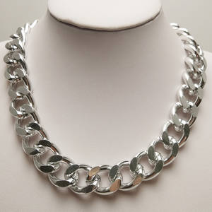 Fashion Chains <b>Necklace</b> <b>Silver</b> 40cm X 10cm Zinc Alloy <b>Chunky</b> Chain Punk Retro Style For Women Gift - Product Image 2