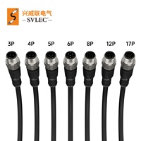 SVLEC M12 Connecteur circulaire étanche à angle métallique mâle à femelle à 4 broches pour l'aviation