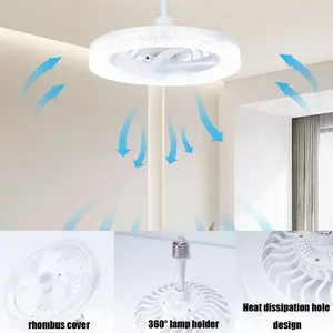 Điều khiển từ xa E27 Quạt đèn 4 tốc độ 360 ° lưu thông không khí cho phòng bếp nhà chiếu sáng hiện đại quạt trần với ánh sáng <span class=keywords><strong>LED</strong></span> - Product Image 5