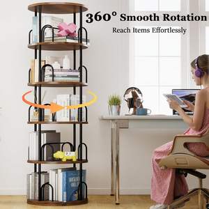 Estantería Giratoria de 5 Niveles, 360° °   Estantería Giratoria Redonda para Libros, Estantería Alta y Delgada de Madera y Metal para Esquina/Oficina/Hogar - Product Image 6