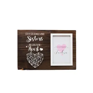 Handgemachte String Heart in Holz Bilderrahmen für Tabletop Display und Wand montage